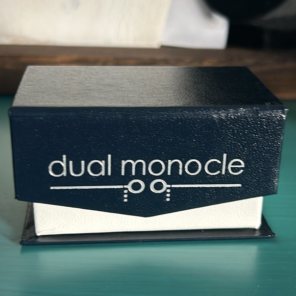 NEW Dual Monocle Monogrammed “T” Cufflinks Silver Tone in Gift Box - Picture 3 of 6